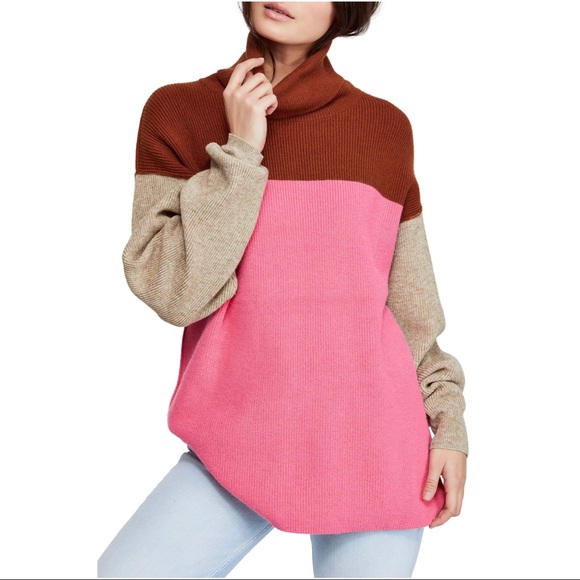 Colorblock Chunky Turtleneck Sweater 